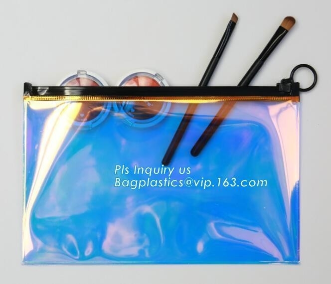 होलोग्राफिक ग्लिटर मिनी पर्स पारदर्शी स्पष्ट पीवीसी कॉस्मेटिक स्लाइडर बैग, स्लाइडर ज़िप पीवीसी बैग स्पष्ट विनाइल कॉस्मेटिक बैग