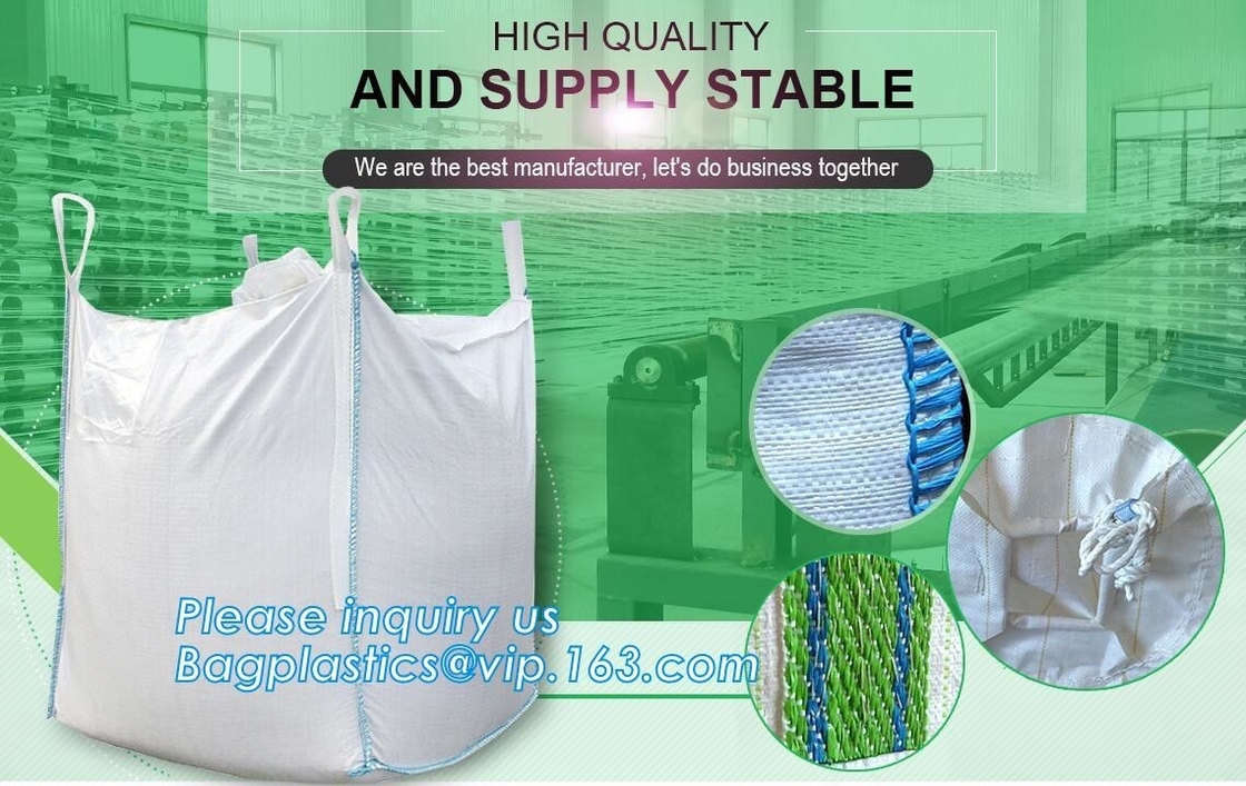 1 टन - 2 टन एफआईबीसी जंबो बैग 100% वर्जिन पॉलीप्रोपाइलीन पीपी बुना पैकिंग रेत